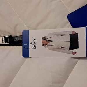 DKNY Women's White Puffer Jacket Scuba Sleeves New Sizes 1 Large 1 Medium